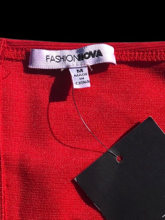 Fashion Nova Women's Red Puff Sleeve Bustier Crop Top, M - Picture 4 of 5